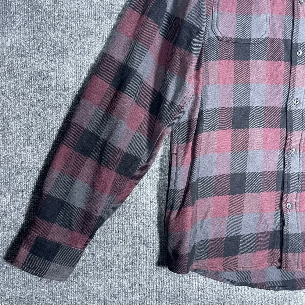 Orvis Mens Large Plaid Flannel Big Bear Shacket‎ Heavyweight Maroon Shirt Jacket